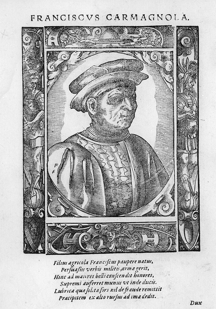 busto di Francesco Carmagnola (stampa, stampa composita) di Stimmer Tobias (sec. XVI, sec. XVI)