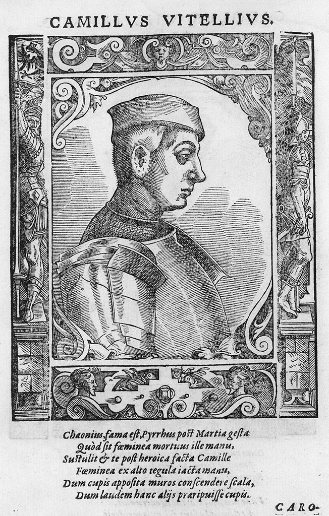 busto di profilo di Camillo Vitelli (stampa, stampa composita) di Stimmer Tobias (sec. XVI, sec. XVI)