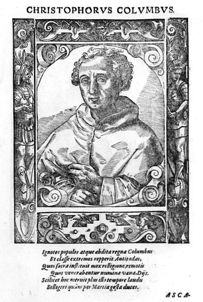 busto ritratto di Cristoforo Colombo (stampa, stampa composita) di Stimmer Tobias (sec. XVI, sec. XVI)