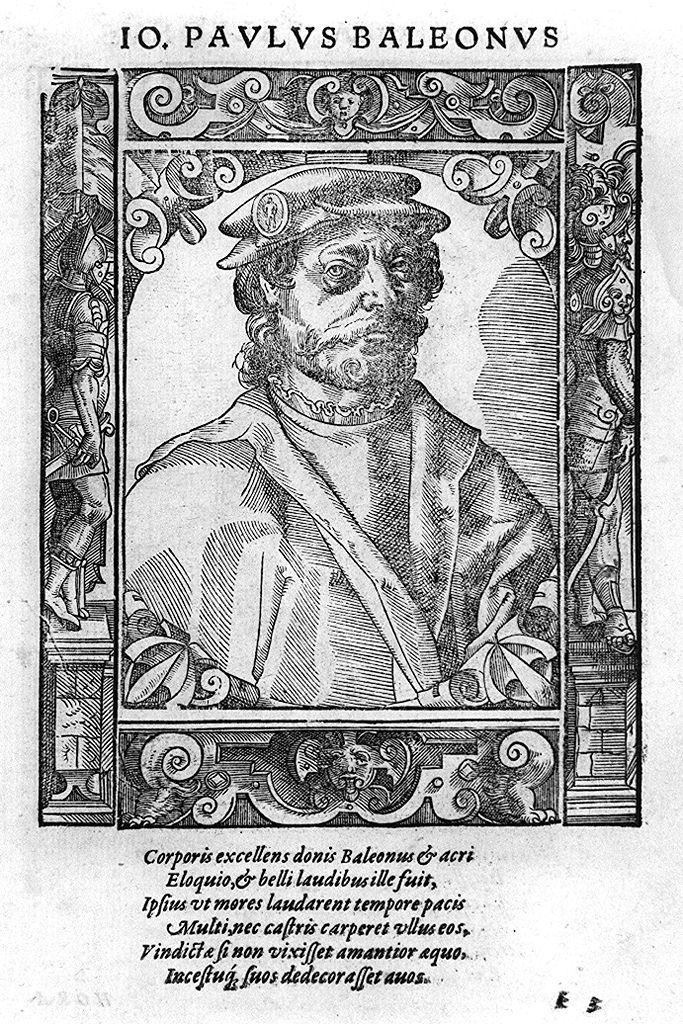 busto ritratto di Giovan Paolo Baglioni (stampa, stampa composita) di Stimmer Tobias (sec. XVI)