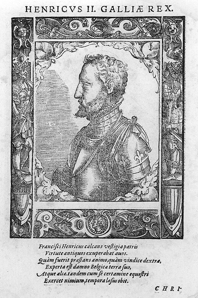 busto ritratto di Enrico II di Francia (stampa, stampa composita) di Stimmer Tobias (sec. XVI, sec. XVI)