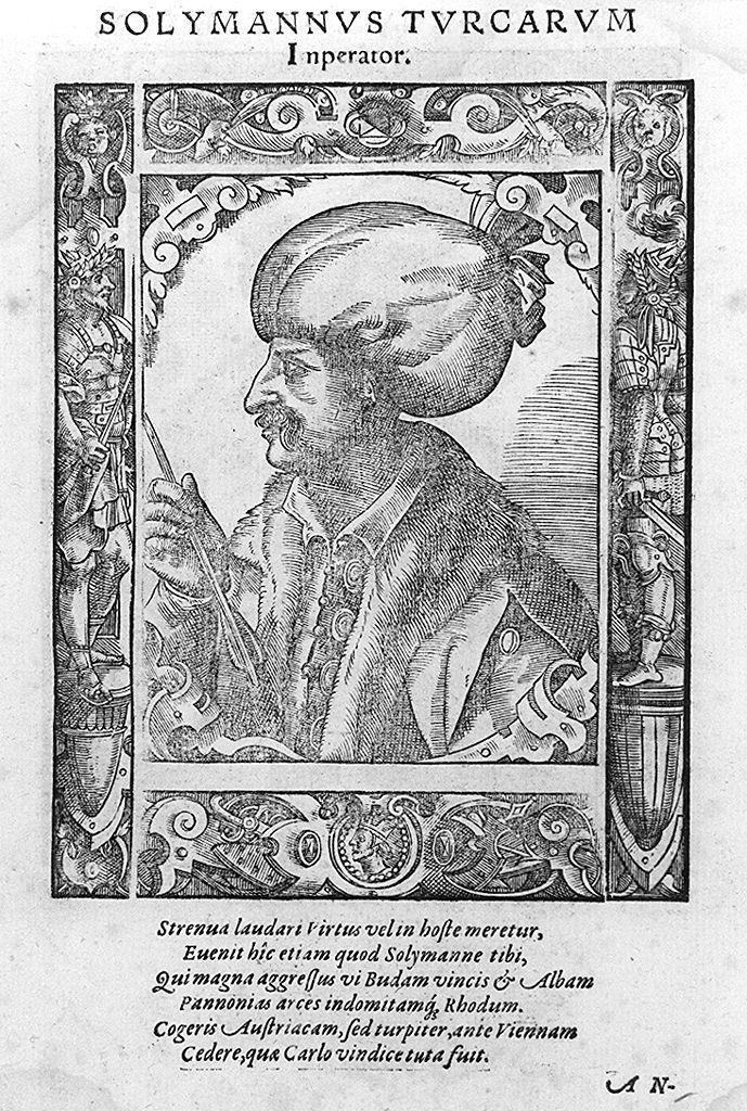 busto ritratto di Solimano II detto il Magnifico (stampa, stampa composita) di Stimmer Tobias (sec. XVI, sec. XVI)