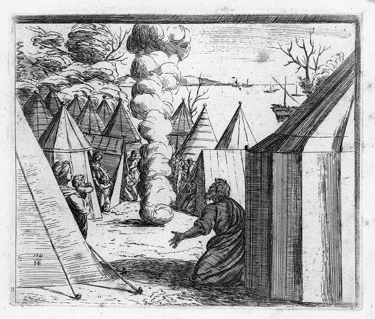 Dio Padre appare a Mosè in una colonna di fumo (stampa, elemento d'insieme) di Borgianni Orazio, Sanzio Raffaello (sec. XVII)