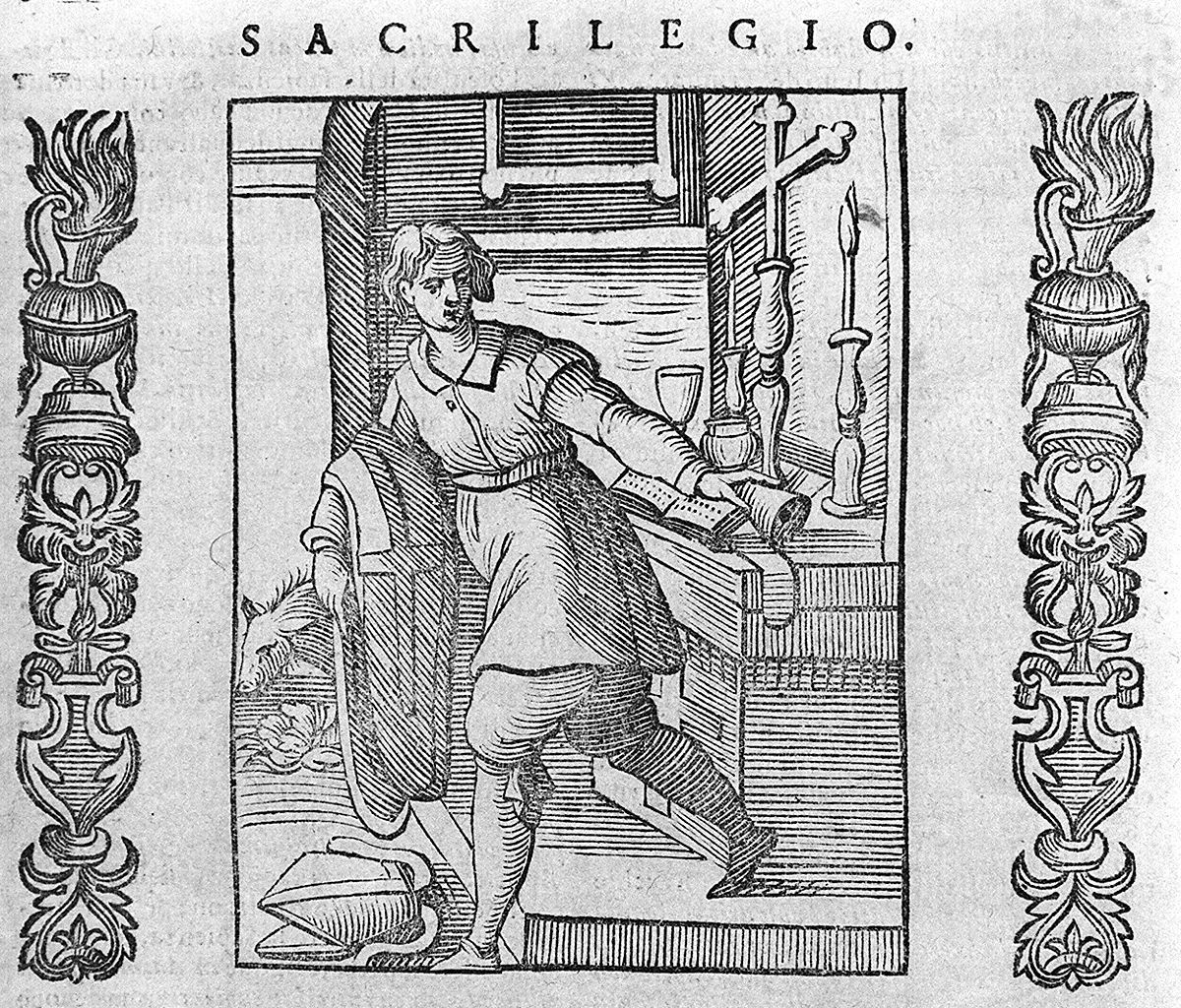 Sacrilegio (stampa, elemento d'insieme) - ambito veneto (sec. XVII)
