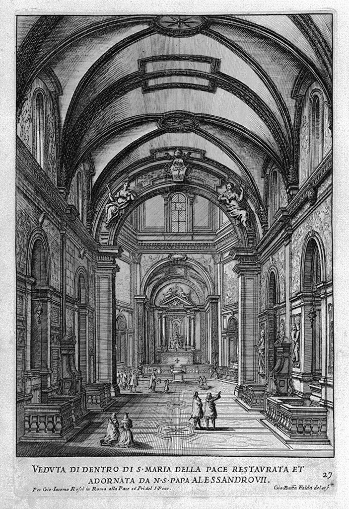 interno della chiesa di Santa Maria della Pace a Roma (stampa smarginata, elemento d'insieme) di Falda Giovan Battista (sec. XVII)
