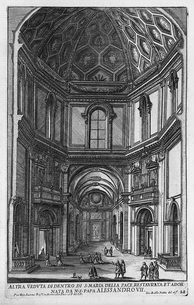 interno della chiesa di Santa Maria della Pace a Roma (stampa smarginata, elemento d'insieme) di Falda Giovan Battista (sec. XVII)