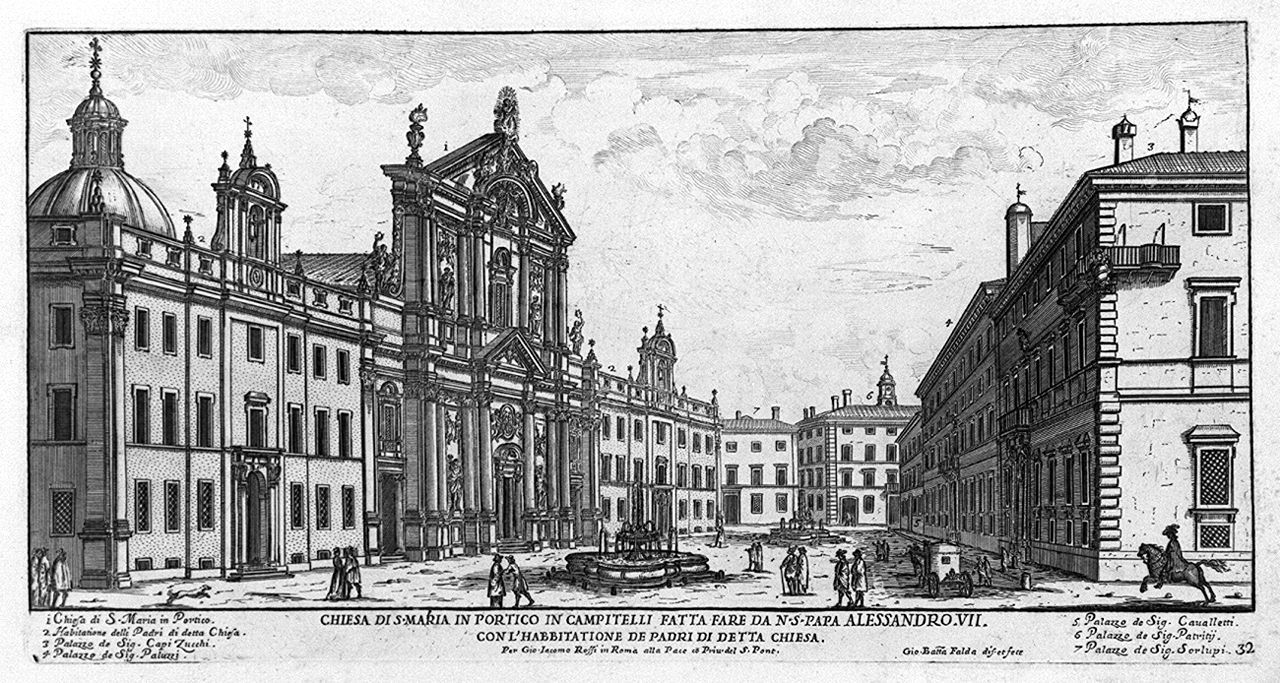 veduta della chiesa di Santa Maria in Campitelli a Roma (stampa smarginata, elemento d'insieme) di Falda Giovan Battista (sec. XVII)