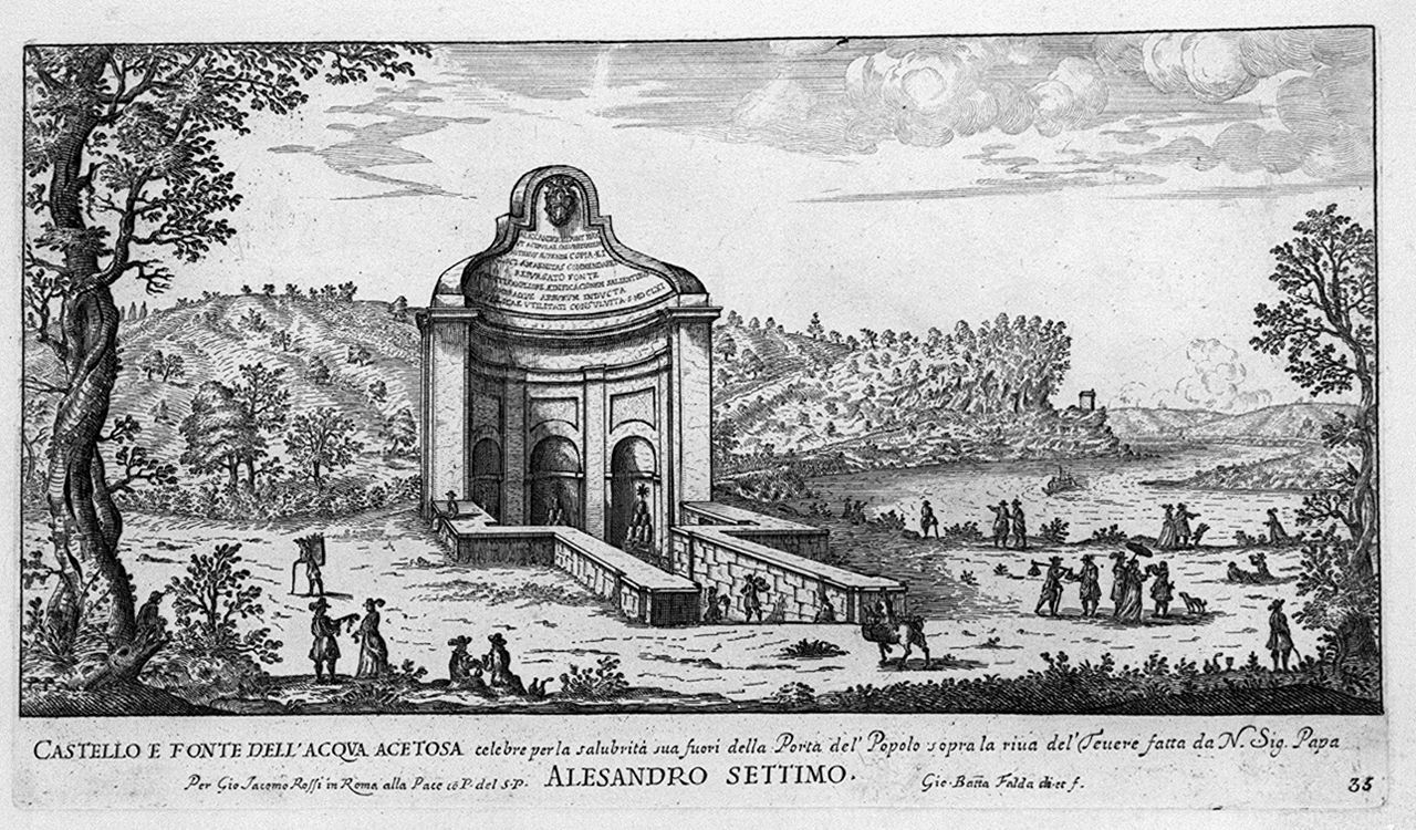 fonte dell'Acqua Acetosa (stampa smarginata, elemento d'insieme) di Falda Giovan Battista (sec. XVII)