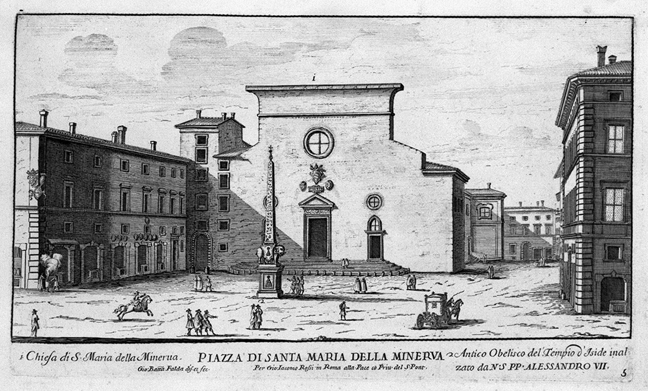 veduta di piazza Santa Maria sopra Minerva a Roma (stampa smarginata, elemento d'insieme) di Falda Giovan Battista (sec. XVII)