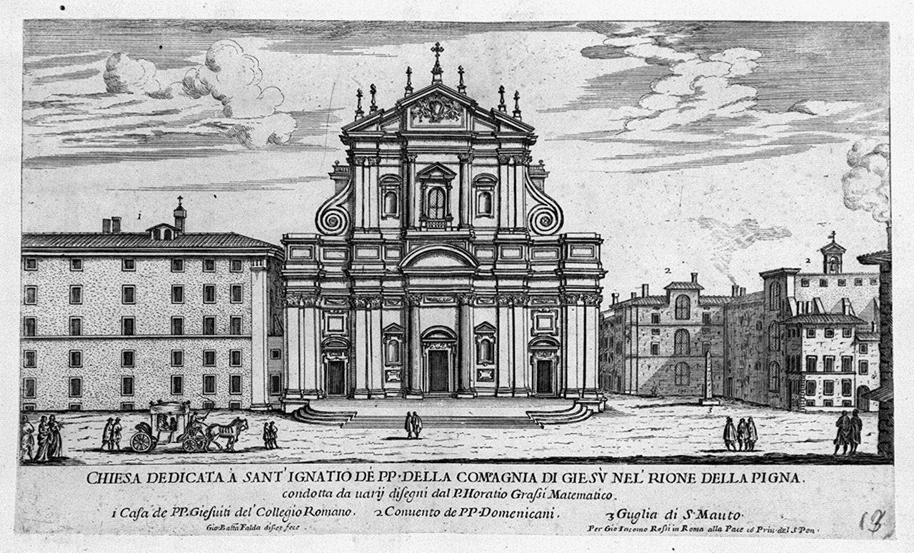 veduta della chiesa di Sant'Ignazio di Loyola a Roma (stampa smarginata, elemento d'insieme) di Falda Giovan Battista (sec. XVII)