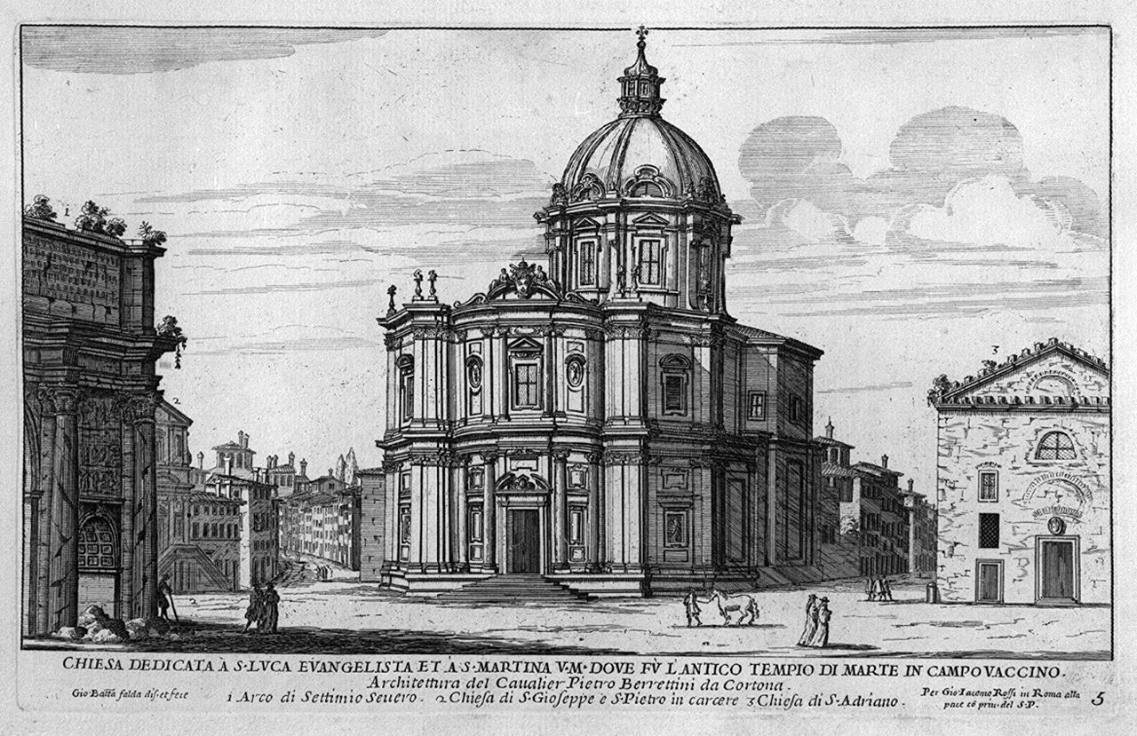 veduta della chiesa dei Santi Luca e Martina a Roma (stampa, elemento d'insieme) di Falda Giovan Battista (sec. XVII)
