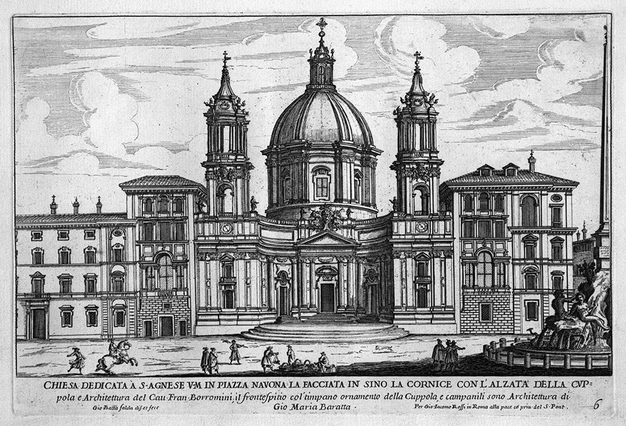 veduta della chiesa di Sant'Agnese in piazza Navona a Roma (stampa, elemento d'insieme) di Falda Giovan Battista (sec. XVII)