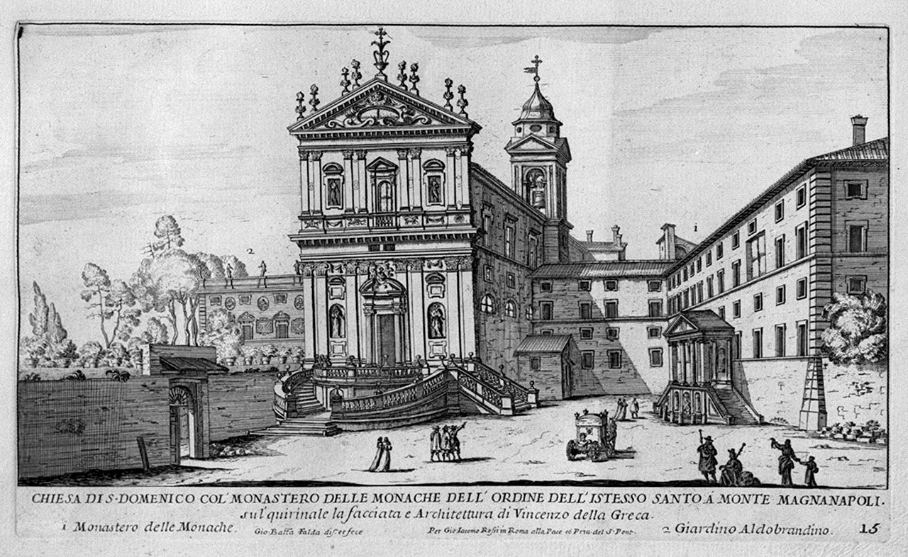 veduta della chiesa di San Domenico a Roma (stampa smarginata, elemento d'insieme) di Falda Giovan Battista (sec. XVII)