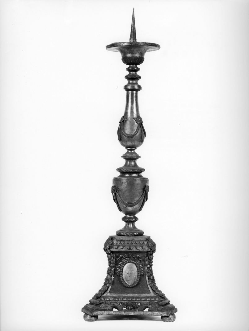 candeliere d'altare, serie - bottega senese (inizio sec. XIX)
