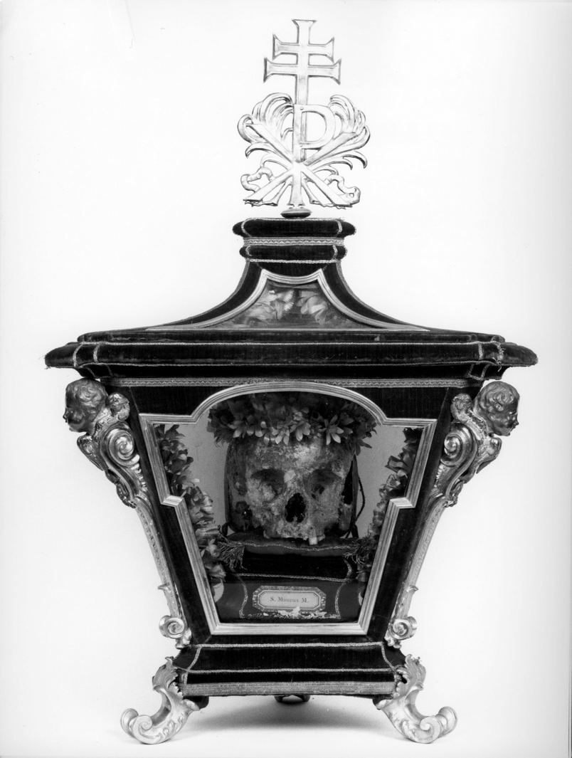 reliquiario a teca - a urna, opera isolata - bottega senese (secondo quarto sec. XVIII)