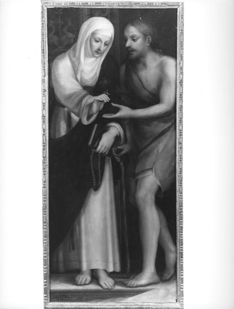 Santa Caterina da Siena offre a Cristo la crocetta (dipinto, elemento d'insieme) di Gambarelli Crescenzio (sec. XVII)