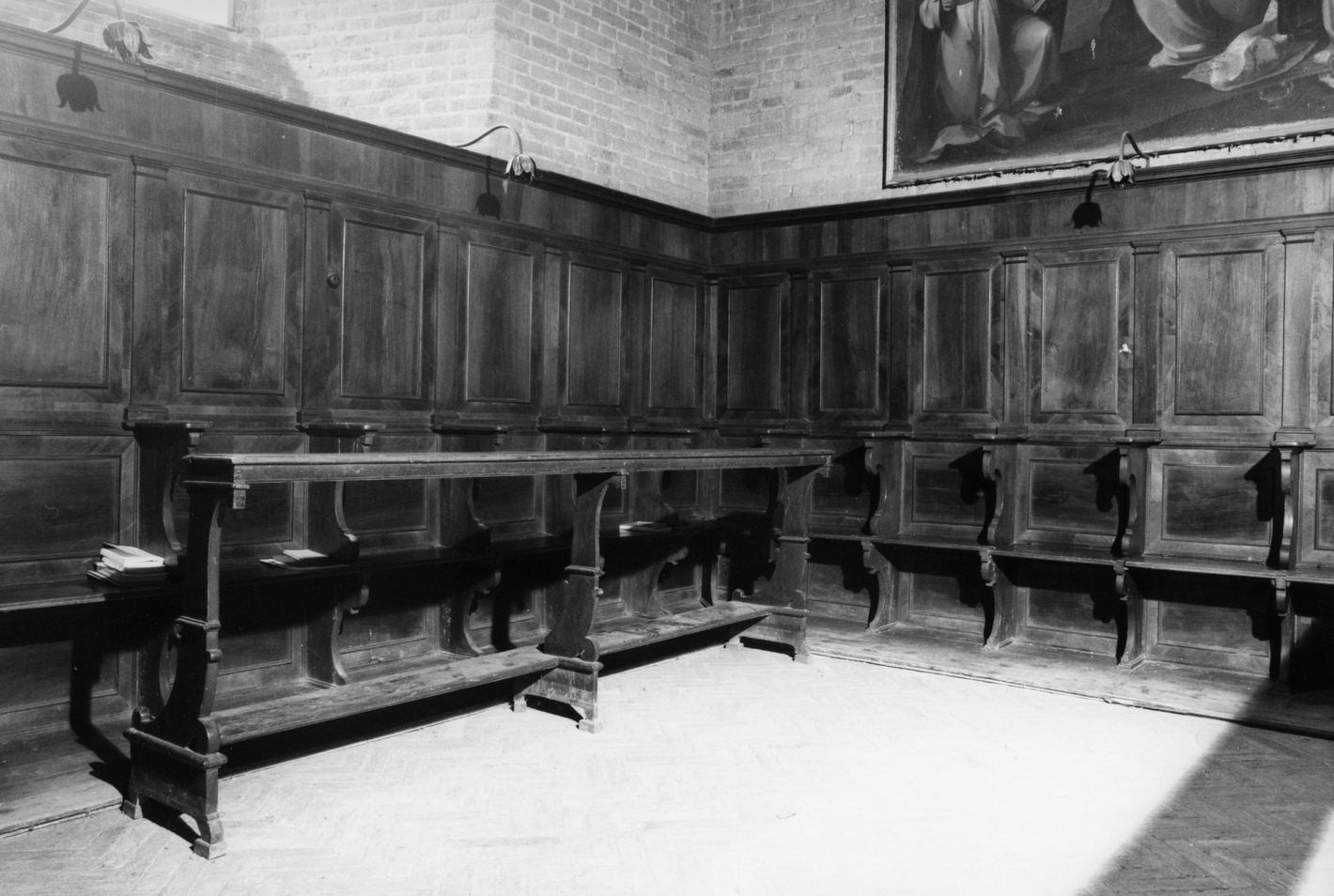 stalli del coro, elemento d'insieme - bottega toscana (fine sec. XVIII)