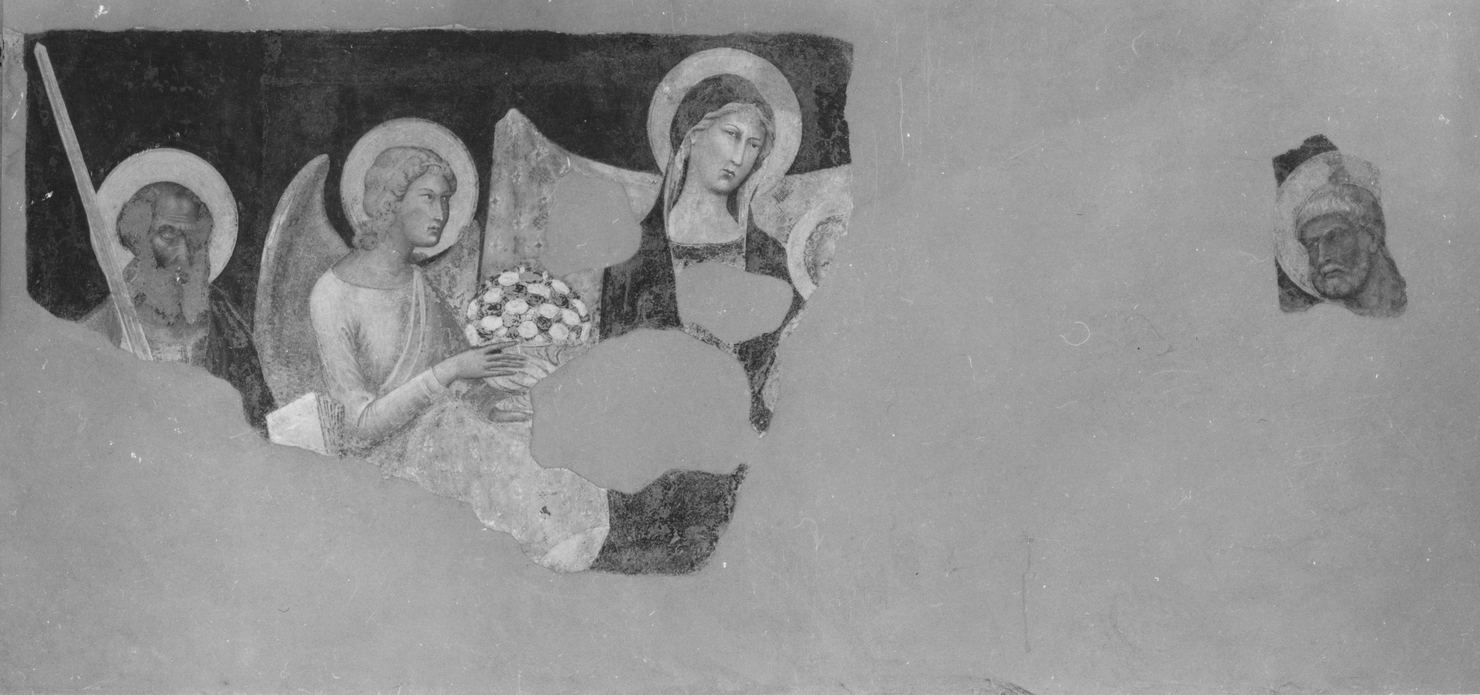Madonna con Bambino in trono (dipinto, frammento) di Memmi Lippo di Filippuccio (sec. XIV)