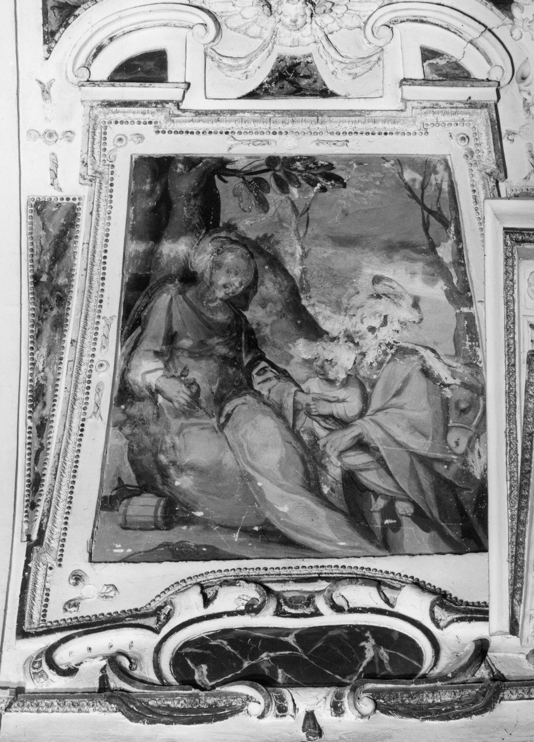 riposo nella fuga in Egitto (dipinto, complesso decorativo) di Pisani Giovan Paolo (sec. XVII)