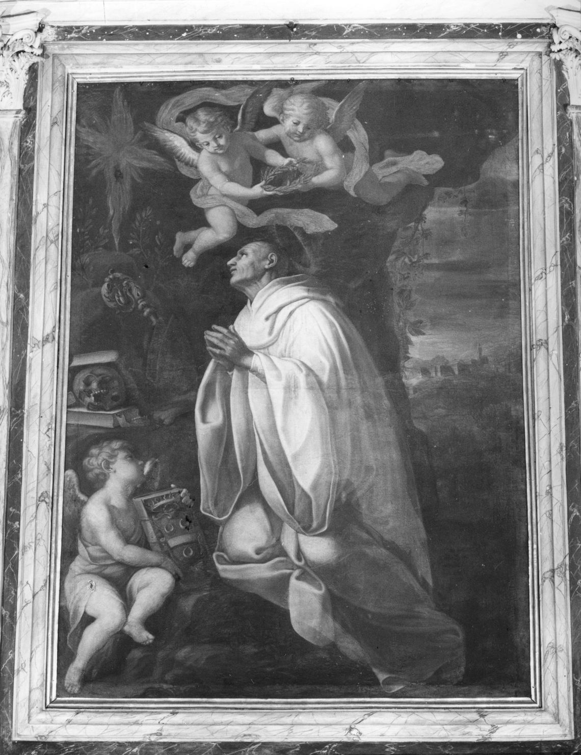 beato Bernardo Tolomei ha la visione della croce (dipinto) di Burbarini Deifebo (sec. XVII)