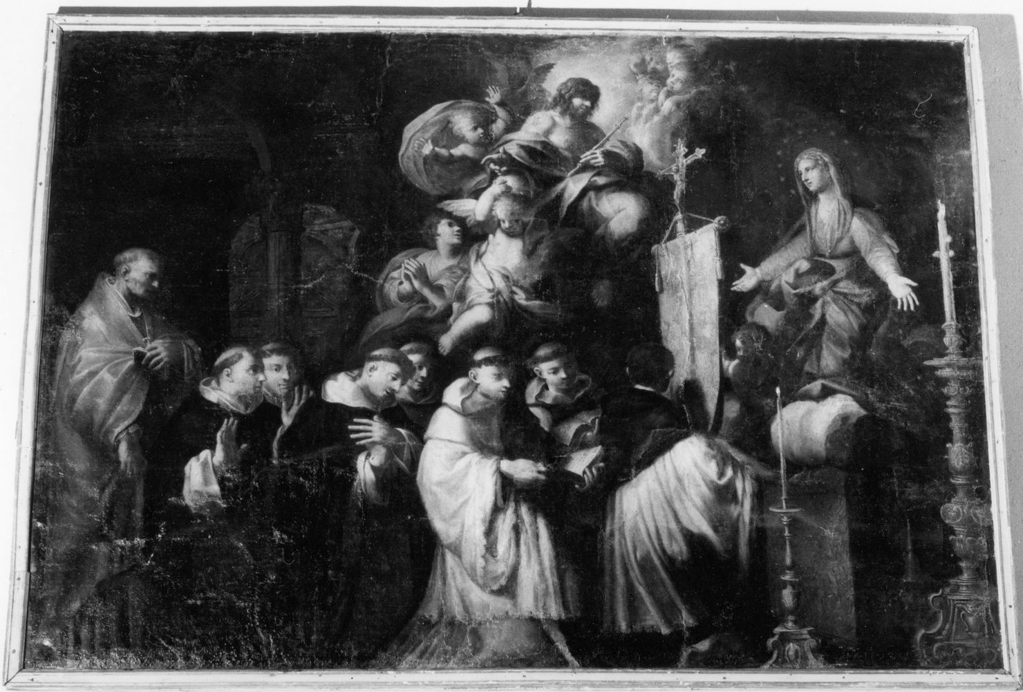 apparizione della Madonna a un gruppo di domenicani (dipinto) - ambito senese (seconda metà sec. XVII)