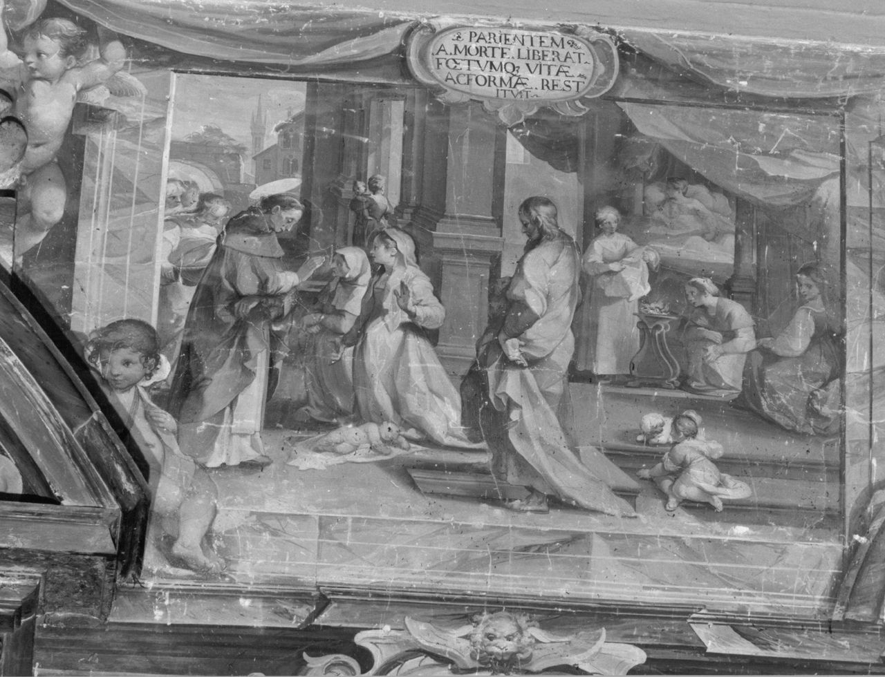 San Giacinto risuscita un neonato (dipinto, ciclo) di Salimbeni Ventura detto Bevilacqua (sec. XVII)