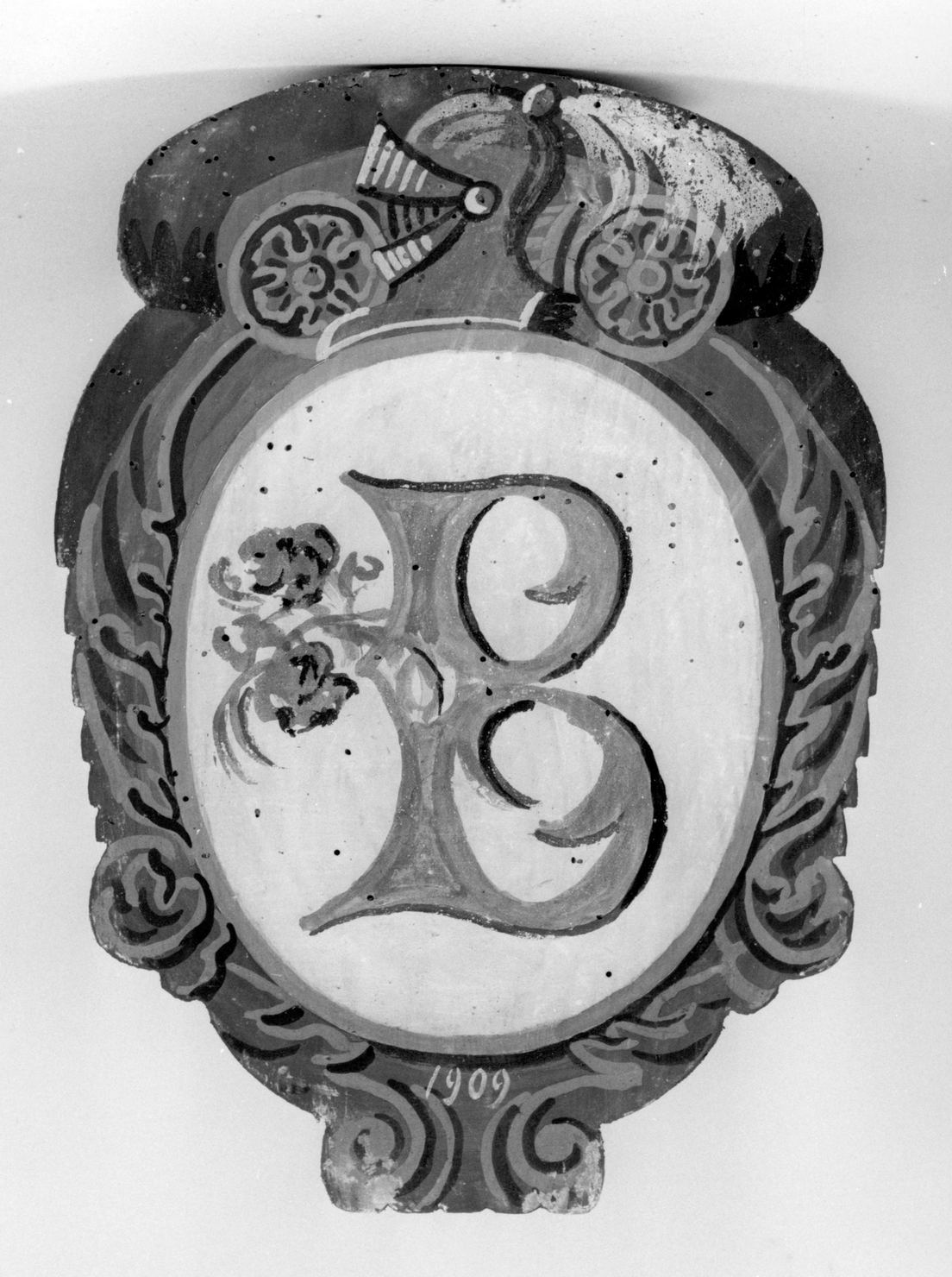 stemma gentilizio della famiglia Bachini (dipinto, elemento d'insieme) - ambito senese (sec. XX)