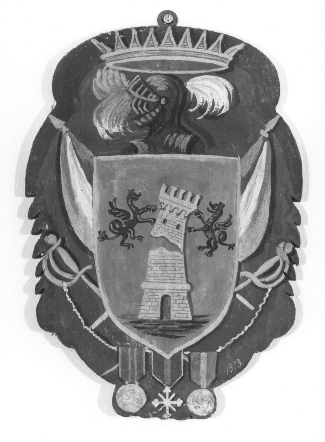 stemma gentilizio di Fara Gustavo (dipinto, elemento d'insieme) - ambito senese (sec. XX)