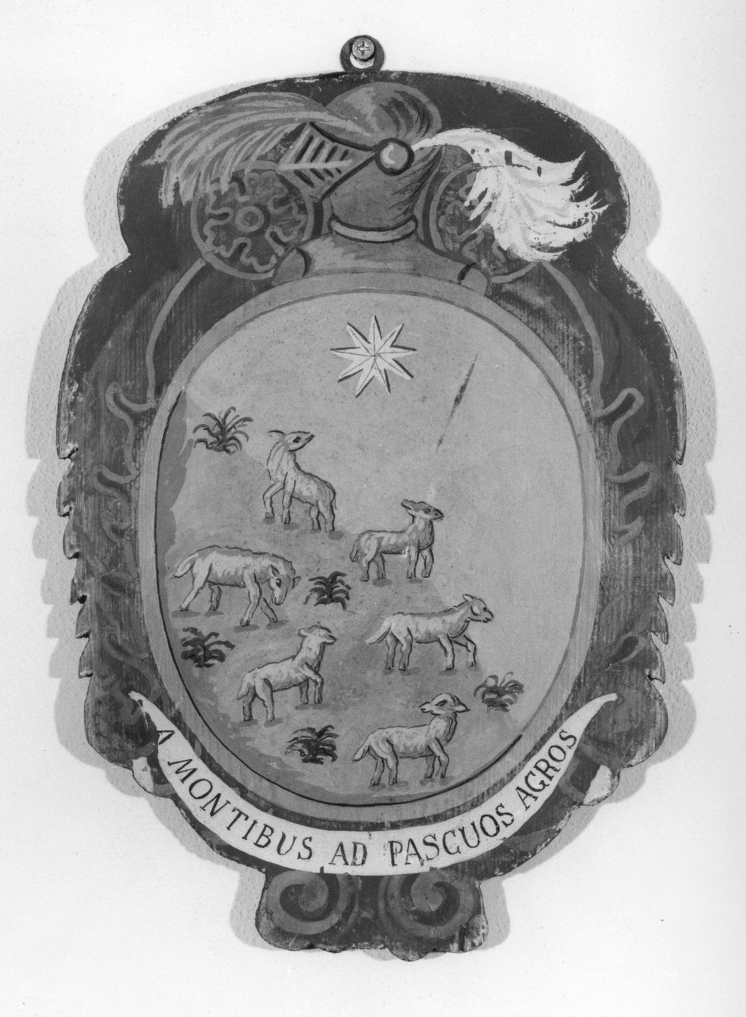 stemma gentilizio della famiglia Ferrari (dipinto, elemento d'insieme) - ambito senese (secc. XIX/ XX)