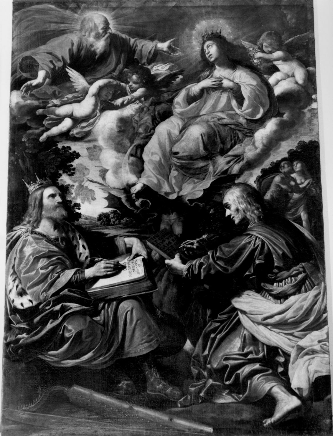 Immacolata Concezione con Dio Padre e i profeti David e Isaia (dipinto, elemento d'insieme) di Manetti Rutilio (sec. XVII)