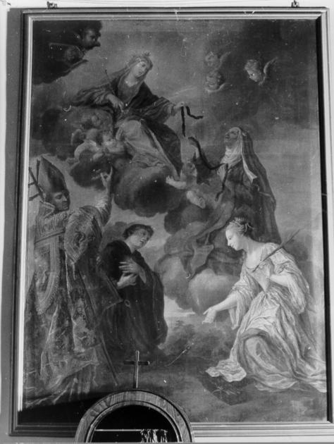 Madonna della Cintola con Sant'Agostino, San Nicola da Tolentino, Santa Cristiana e Santa Caterina d'Alessandria (dipinto) - ambito toscano (sec. XVIII)