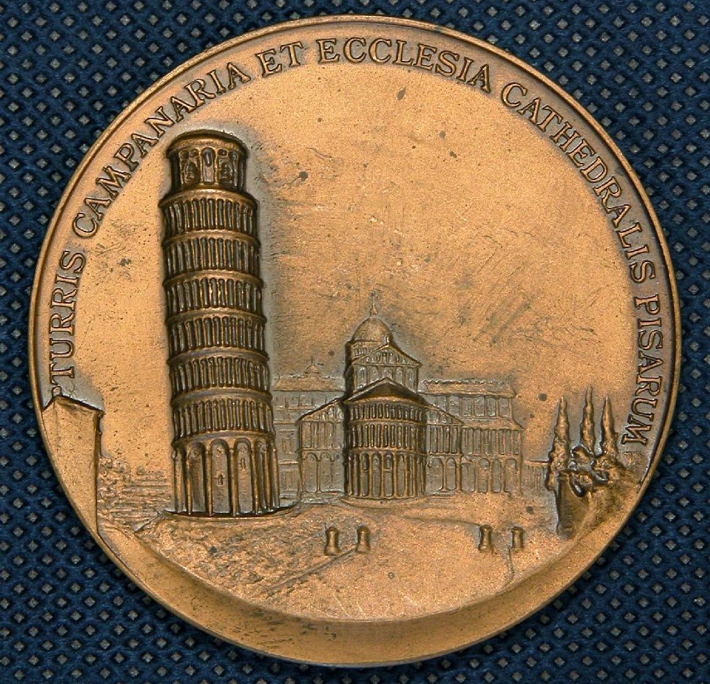Diritto: Piazza dei Miracoli, Pisa; Rovescio: Iscrizione (medaglia, opera isolata) di Cenni G, Picchiani, Barlacchi (sec. XX)