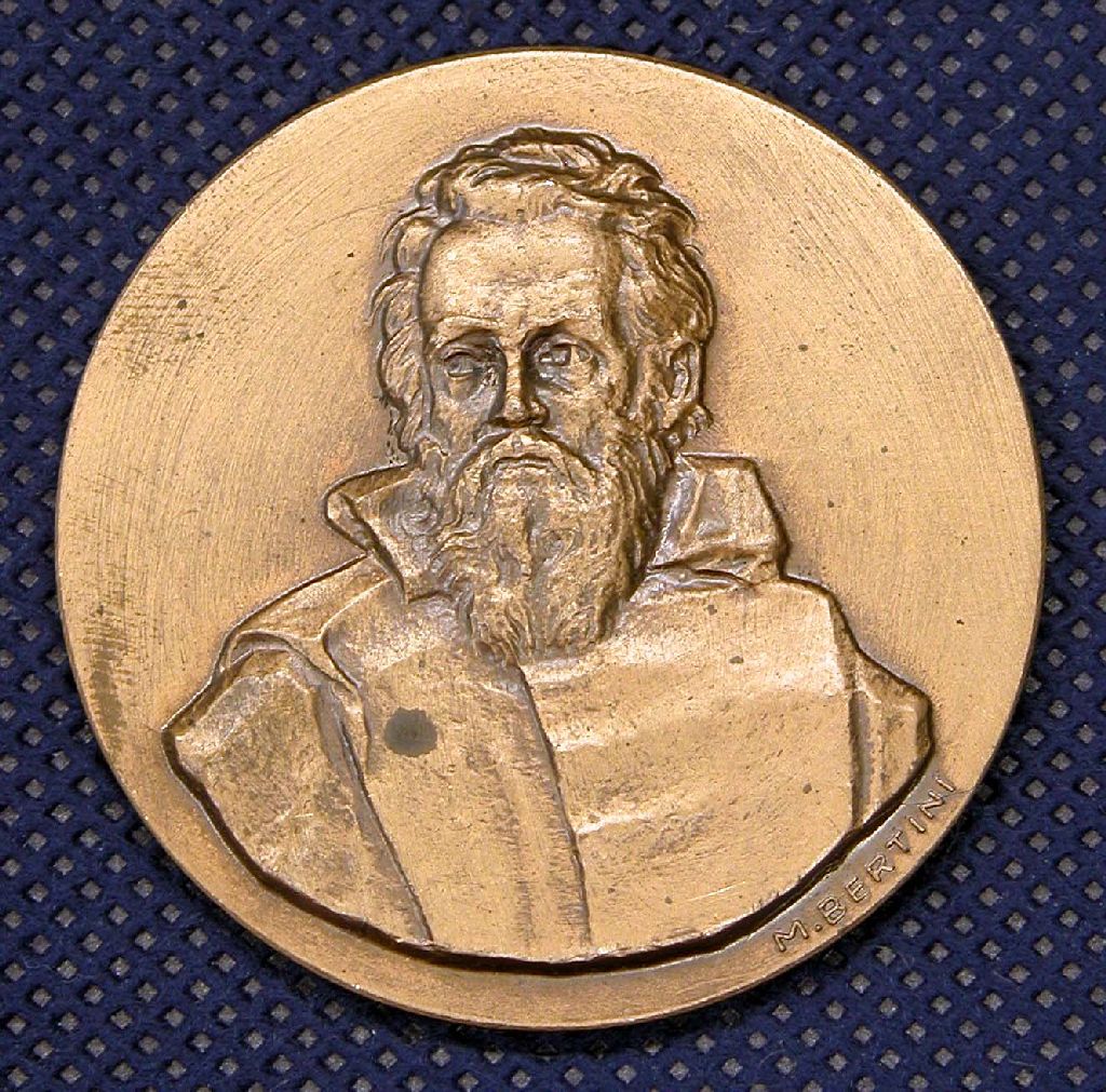 Diritto: Busto di Galileo Galilei; Rovescio: Iscrizioni  (medaglia, opera isolata) di Bertini M, Picchiani, Barlacchi (sec. XX)