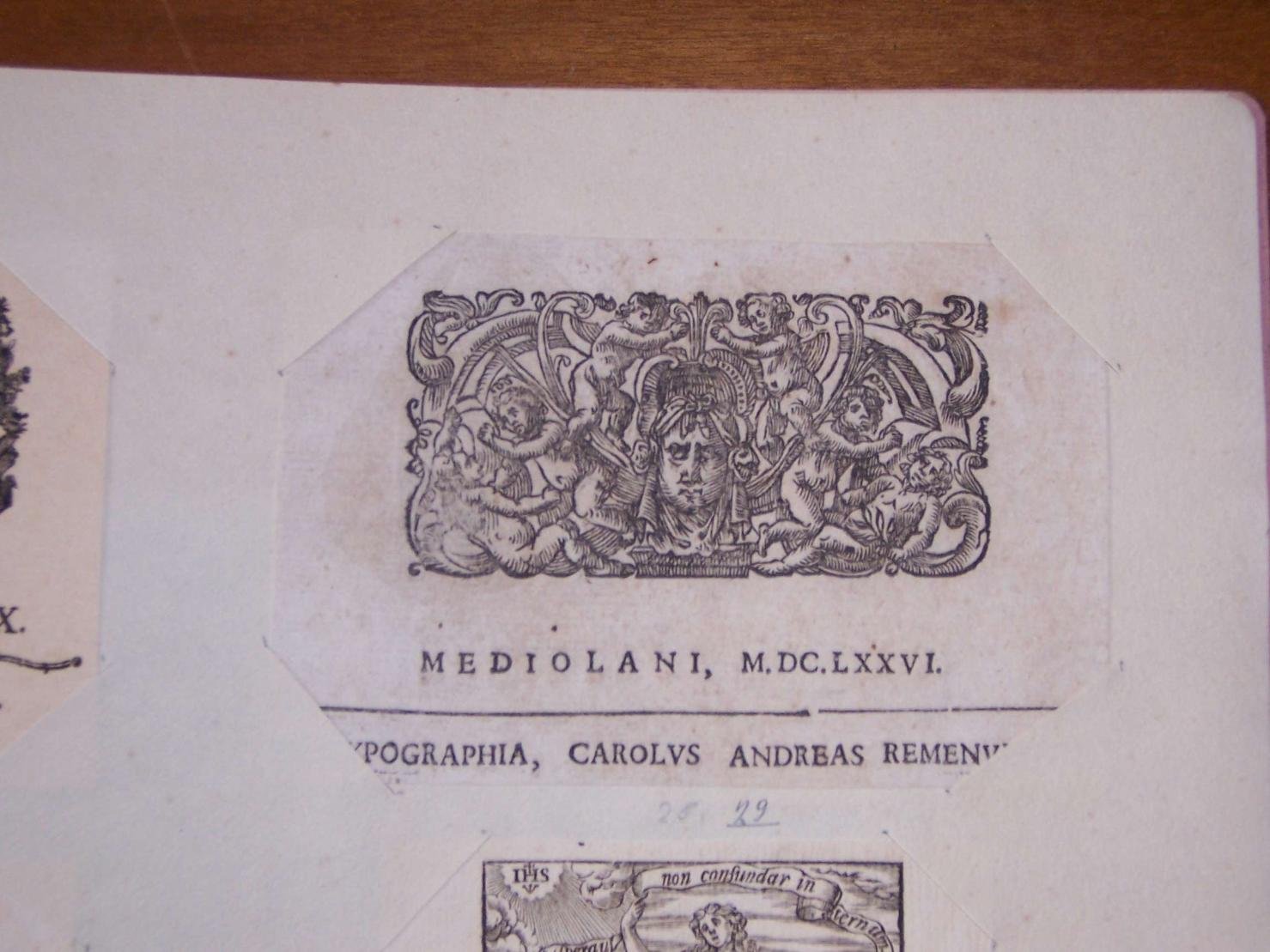 decorazione a putti e mascherone (stampa) - ambito europeo (sec. XVII)