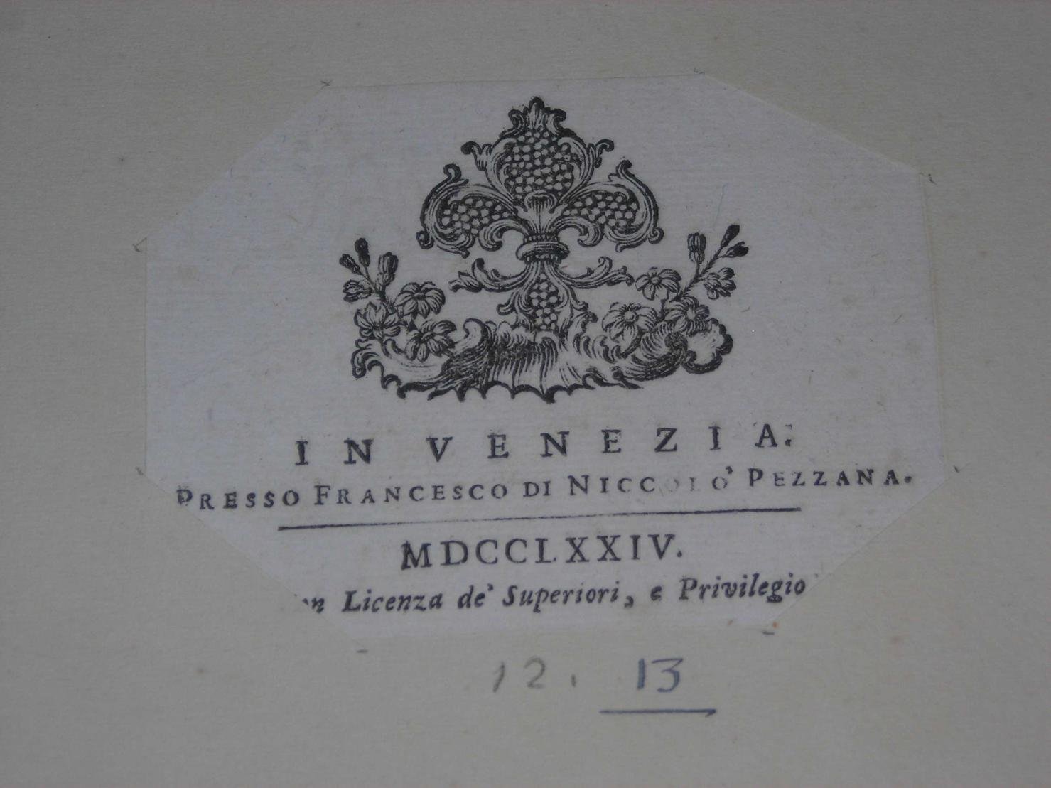 frontespizio (stampa) - ambito europeo (sec. XVIII)