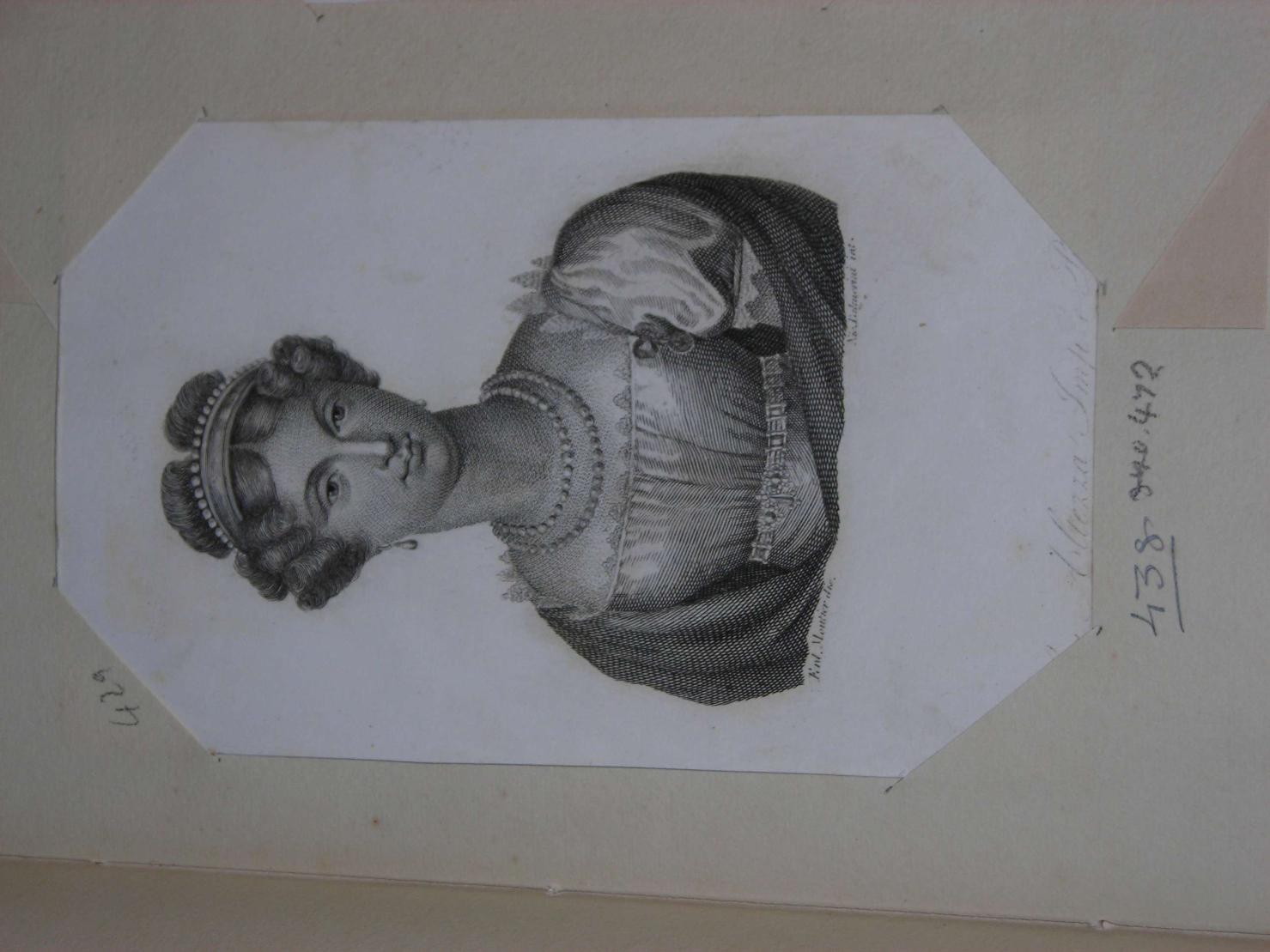 ritratto di donna (stampa) di Palmerini Niccolò, Moutier Ferdinand (sec. XIX)