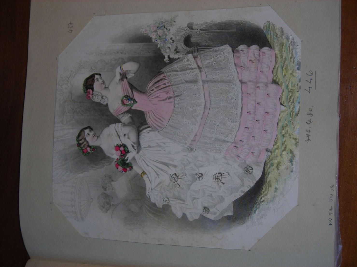 signore in abito da sera (stampa) di Varin Adolphe (sec. XIX)