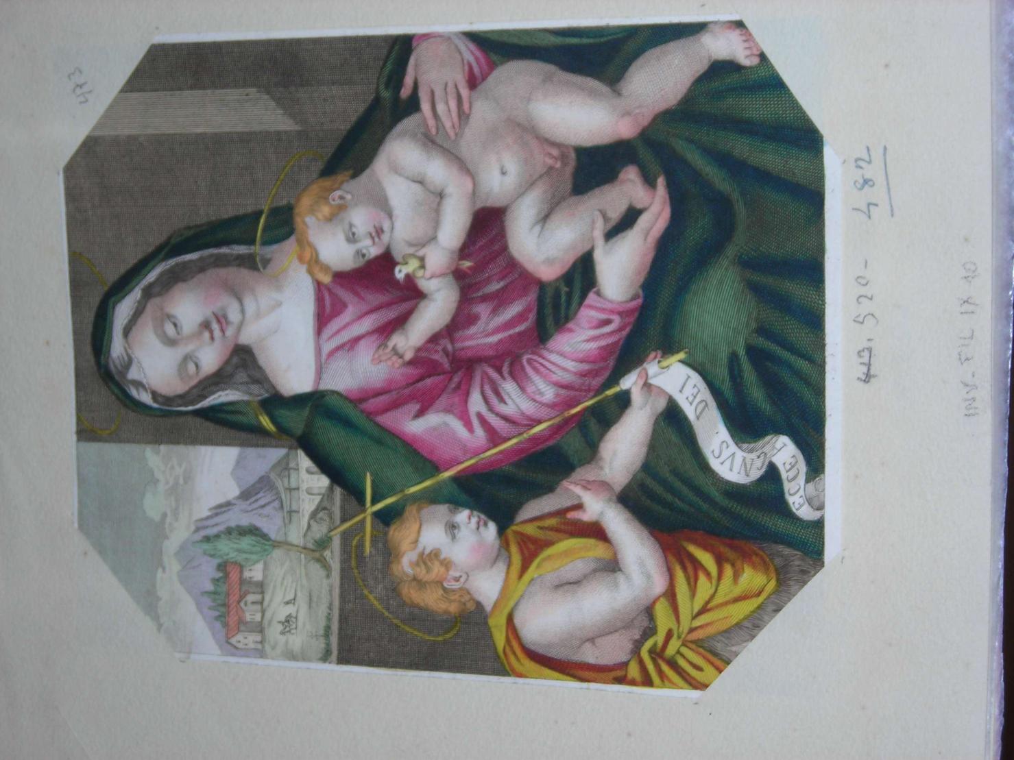 Madonna con Bambino e San Giovannino (stampa) di Nocchi Pietro, Scotto (sec. XIX)