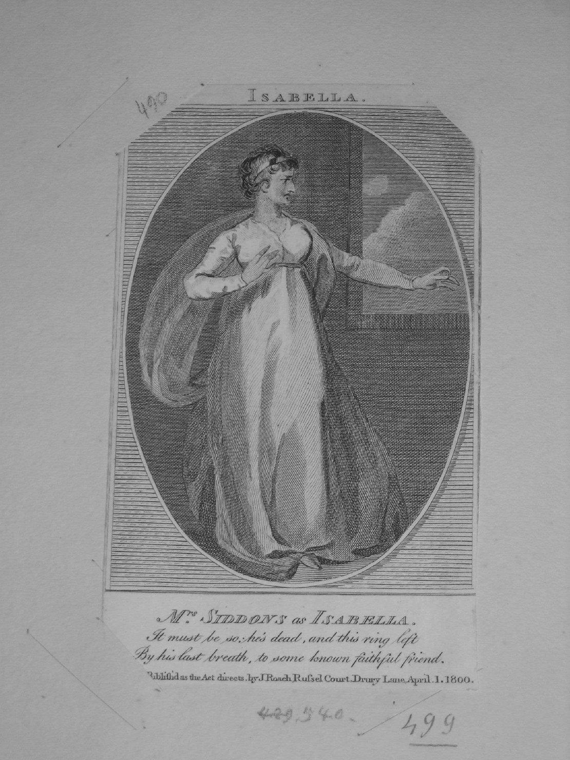 attrice vestita da Isabella (stampa) - ambito europeo (sec. XIX)
