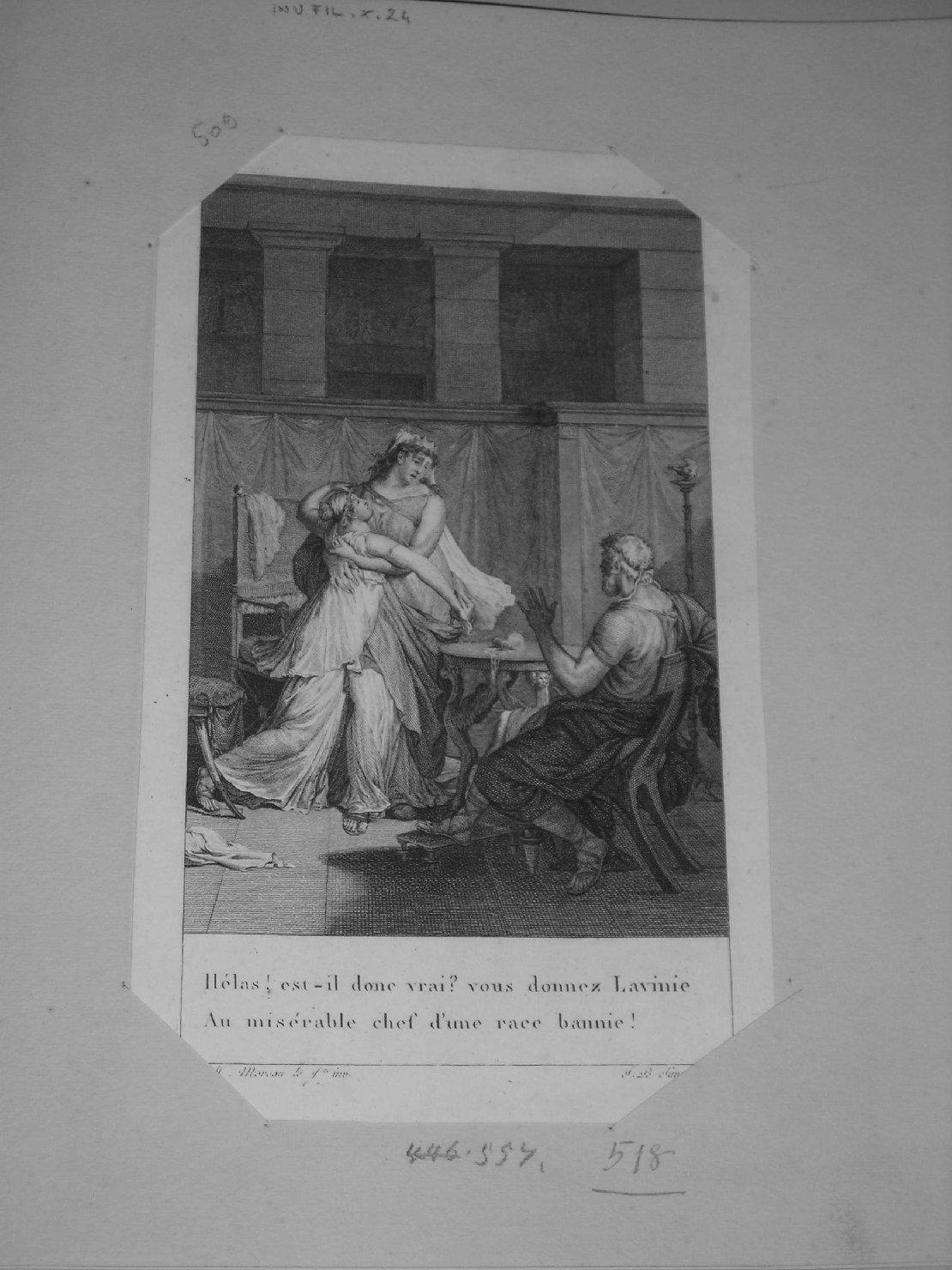 la disperazione di Lavinia (stampa) di Moreau Jean Michel, Simonet Jean Baptiste Blaise (sec. XIX)
