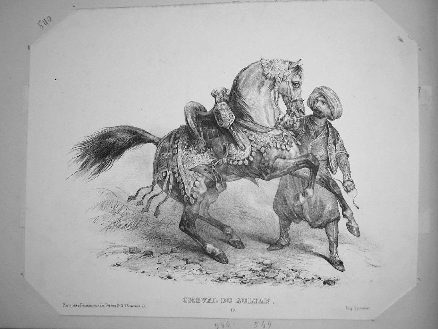 uomo con cavallo (stampa) di Lemercier (sec. XIX)