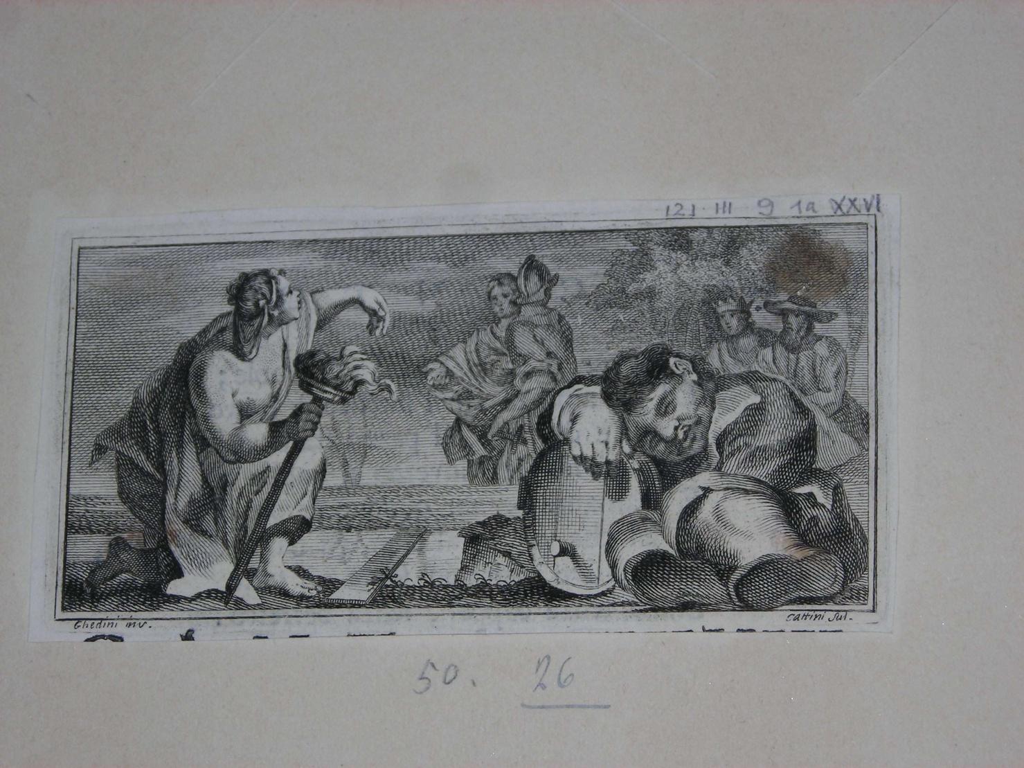 personaggi e scene da cicli letterari (stampa) di Ghedini Giuseppe Antonio, Cattini (sec. XVIII)