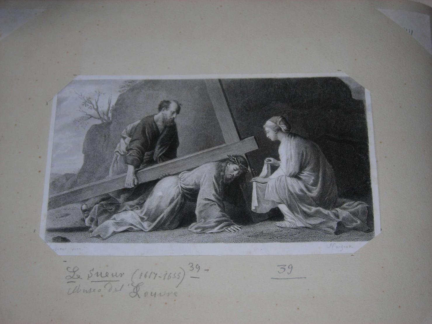 scena dalla Via Crucis (stampa) di Le Sueur Eustache, Nargeon Andrien (sec. XVIII)