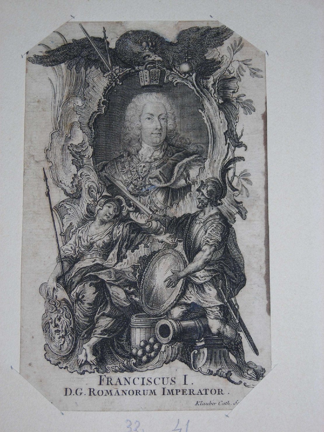 busto ritratto d'uomo (stampa) di Klauber Joseph Sebastian detto Klauber Catharina (sec. XVIII)
