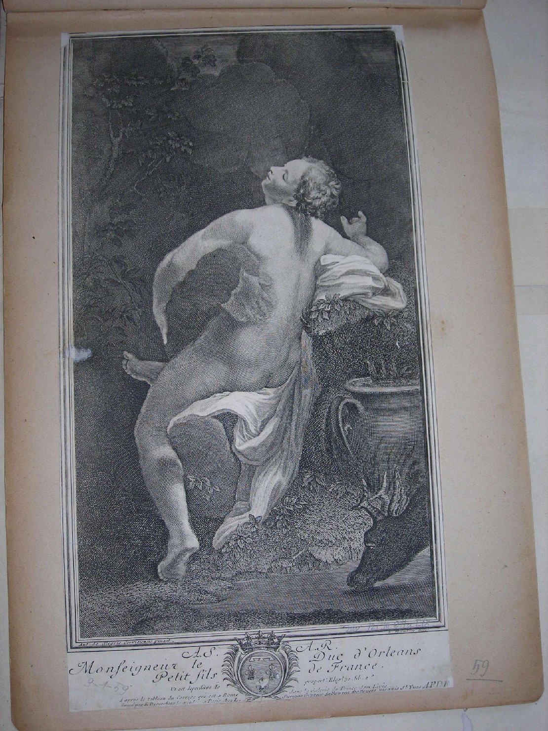 Giove e Io (stampa) di Allegri Antonio detto Correggio, Desrochers Etienne (sec. XVIII)