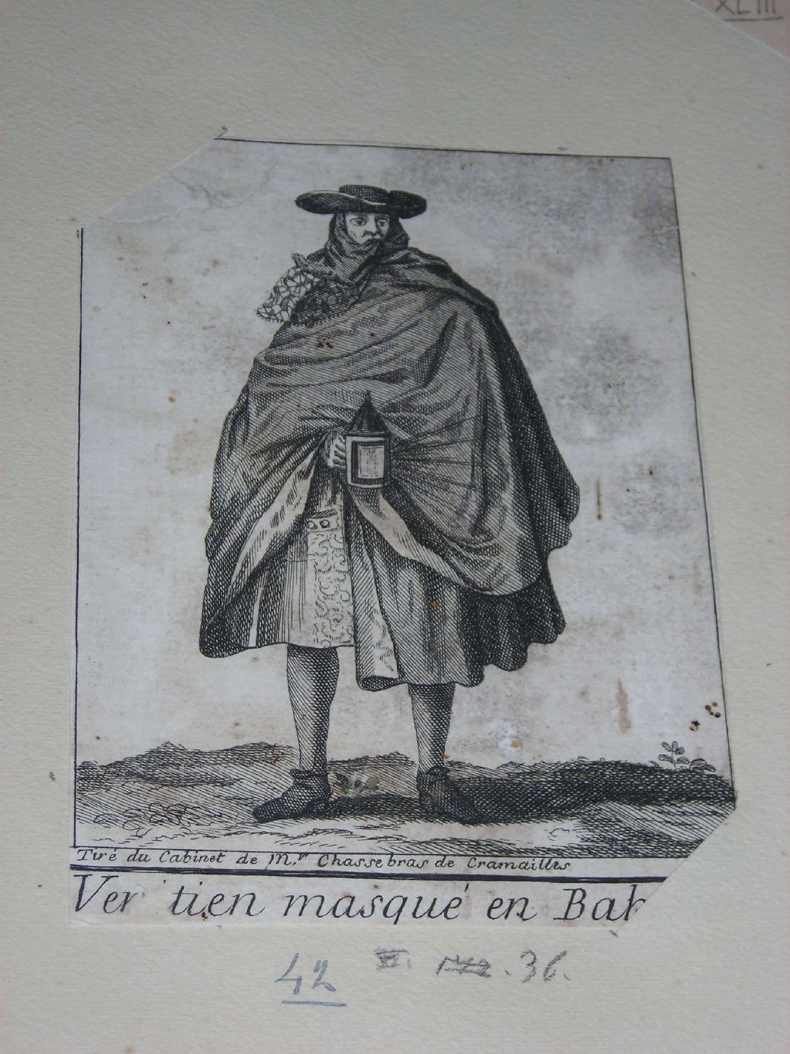 uomo in maschera (stampa) di Chassebras de Cramailles, Bonnart Nicolas (inizio sec. XVIII)