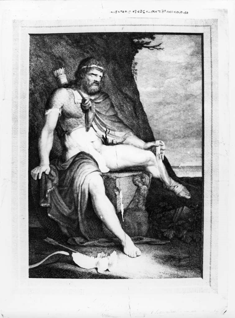 Filottete ferito nell'isola di Lemno (stampa) di Barry James, Rosaspina Francesco (sec. XVIII)
