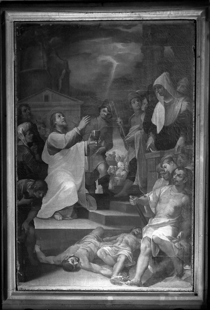 miracolo di San Giovanni evangelista (dipinto, opera isolata) di Casolani Alessandro (sec. XVII)