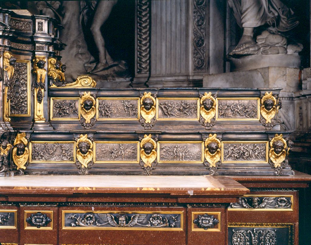 storie della passione di Cristo (gradino d'altare) di Tamburini Sebastiano, Foggini Giovanni Battista (sec. XVII)