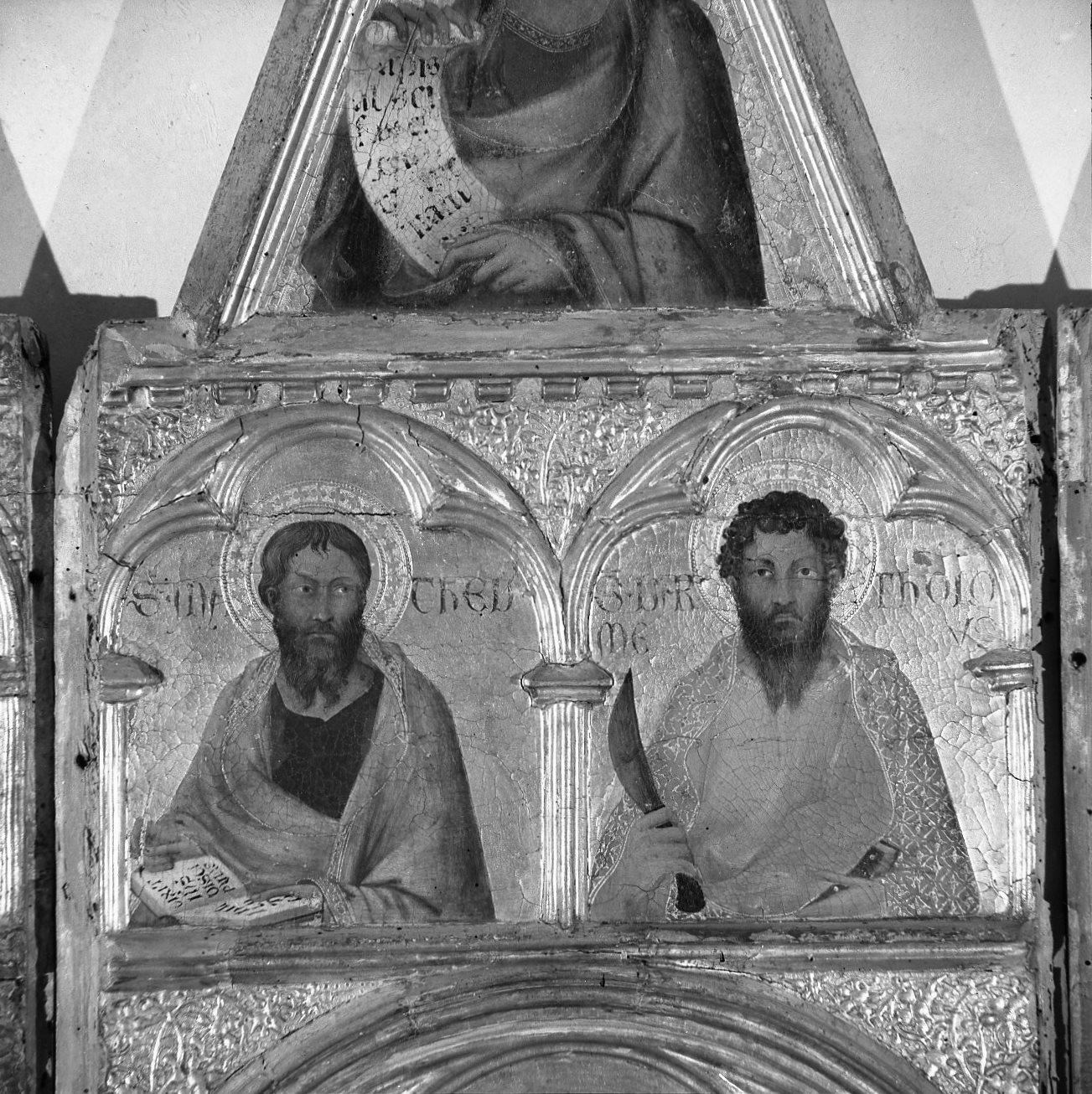 San Pietro Martire, San Matteo e San Bartolomeo, profeta (scomparto di polittico) di Martini Simone (sec. XIV)